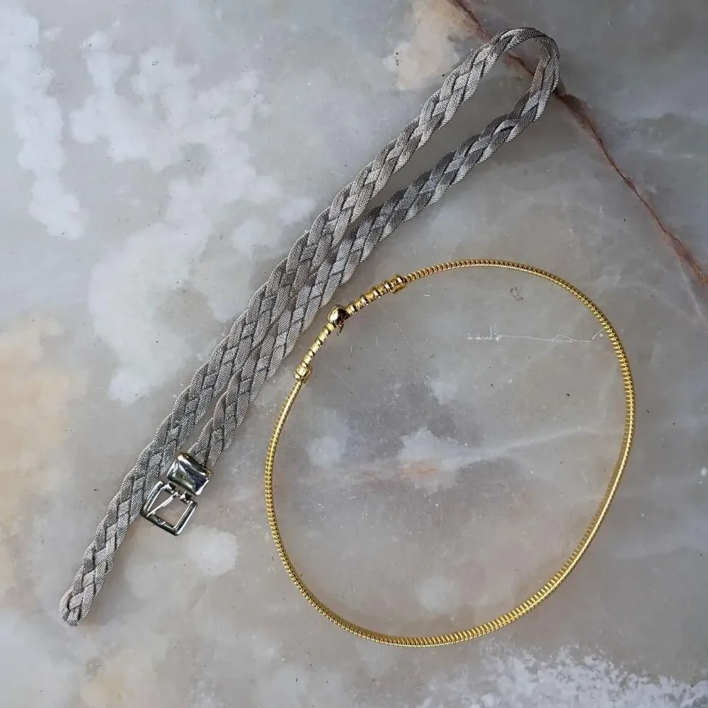 2 Ladies Small Metal Belts